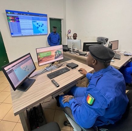Guinea customs control room monitoring transit trucks